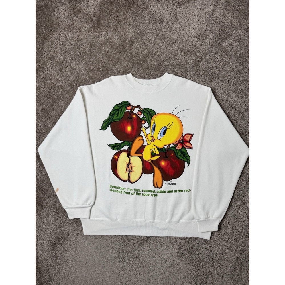 RARE Vintage Women's Sweatshirt Warner Bros Tweety Bird Defines Apples 1994 Sz L